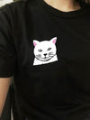 2017 Summer T-shirt Women Casual Lady Top Tees Cotton Tshirt Female Brand Clothing T Shirt Printed Pocket Cat Top Cute Tee S-4XL