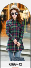 Women Velvet Thick Warm Plaid Shirt Female Full Tops Winter Long Checkered Blouse Blusas Femininas Chemise Femme M-XXL HS1589