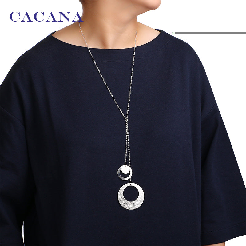 CACANA Necklace Fashion Classic Round Pendant Necklaces 2 Colors Women Chokers Necklaces Wholesale Jewelry Bijouterie N3