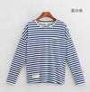 Toyouth Women T-Shirts Batwing Long Sleeve Striped Pattern O-neck Casual T shirt Female Tees Cotton Elegant Ladies Tees Tops