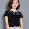 Blouse Shirt Women Cotton Lace Patchwork 2017 Fashion Summer Short Sleeve Shirt Elegant Ladies Tops Plus Size Womens Clothing