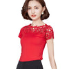 Blouse Shirt Women Cotton Lace Patchwork 2017 Fashion Summer Short Sleeve Shirt Elegant Ladies Tops Plus Size Womens Clothing