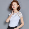 Blouse Shirt Women Cotton Lace Patchwork 2017 Fashion Summer Short Sleeve Shirt Elegant Ladies Tops Plus Size Womens Clothing