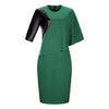 2017 New Designer Women Dress Plus Size 6XL Autumn Vestidos Maxi Casual Dresses Batwing Sleeve Half Straight Patchwork O Neck