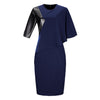 2017 New Designer Women Dress Plus Size 6XL Autumn Vestidos Maxi Casual Dresses Batwing Sleeve Half Straight Patchwork O Neck