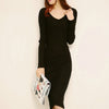 Long Sweater Dresses For Women 2017 Autumn Winter Brand Design Size Sheath V-Neck Pullovers Brief Thick Warm Knitting Dress