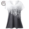GIYI Plus Size Floral Ombre Tie Dye T-Shirt Women Summer 2017 Short Sleeve Casual Oversized Tops Ladies Big Size Tee Shirt White