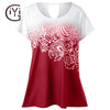 GIYI Plus Size Floral Ombre Tie Dye T-Shirt Women Summer 2017 Short Sleeve Casual Oversized Tops Ladies Big Size Tee Shirt White