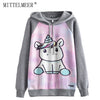 MITTELMEER 2018 Autumn winter Harajuku printed Hooded Sweatshirt printing cartoon Unicorn owl cat Hoodies girls women Christmas