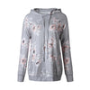 Printed Floral Hoodies Women 2017 Autumn Winter New Fashion Casual Gray Hooded Sweatshirt Female Long Sleeve Pullovers
