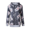 Printed Floral Hoodies Women 2017 Autumn Winter New Fashion Casual Gray Hooded Sweatshirt Female Long Sleeve Pullovers