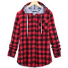 HZIJUE Fashion Women Hoodies Cotton Autumn Winter Coat Long Sleeve Plaid cotton Hoodies Casual button hooded Sweatshirt Oversize