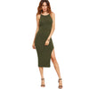 COLROVIE Women Sexy Bodycon Cami Dress Winter Autumn 2017 Women Fall Fashion New Designer Side Slit Ribbed Midi Dress