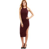 COLROVIE Women Sexy Bodycon Cami Dress Winter Autumn 2017 Women Fall Fashion New Designer Side Slit Ribbed Midi Dress