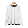 SHEIN Contrast Binding Textured Peplum Shirt  White Women Tops Blouses Autumn Long Sleeve Elegant Fall 2017 Fashion Blouse