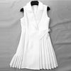 Free Shipping 2017 Newest Designer Runway Dress High Quality Women Vestidos Sleeveless Notched Collar Pleated Winter Dresses
