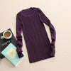 Women Sweater Pullover Basic Rib Knitted Cotton Tops Solid Crew Neck Essential Jumper Long Sleeve Sweaters Autumn Winter 2017
